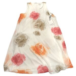 NWT Calvin Klein Pink Floral Sleeveless Shift Pullover Lined Dress Sz 12 🔥🔥🔥